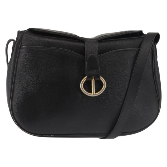 Christian Dior Honeycomb Canvas Shoulder Bag PVC Black Gold Auth SW1569 - Picture 1 of 16